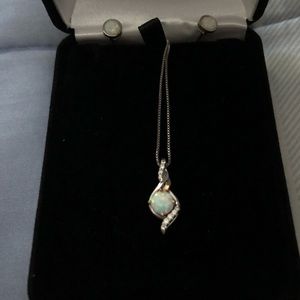 Opal necklace, earrings, and bracelet